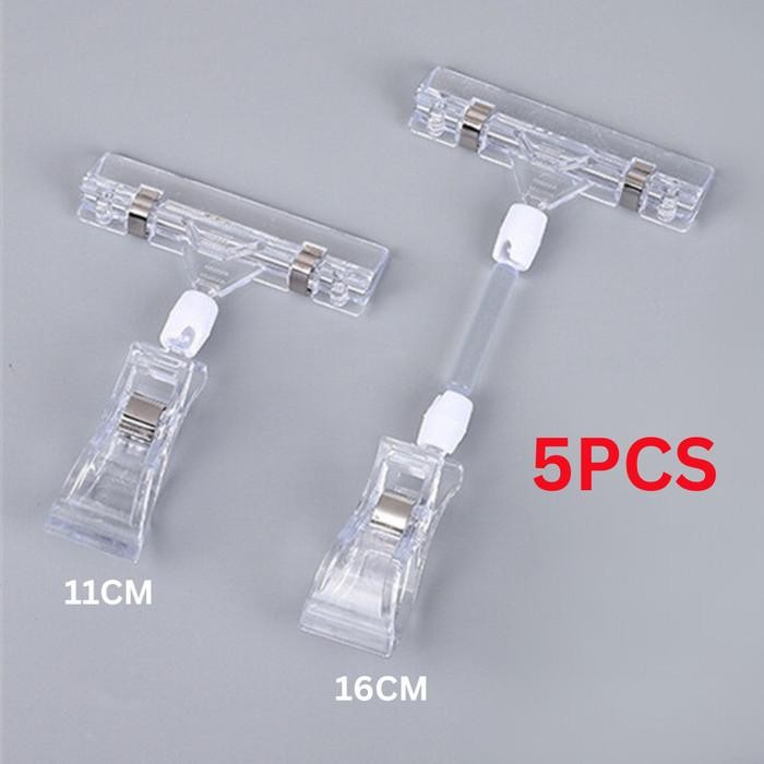 

AT 5PCS PROMO Jepitan Penjepit Label Papan Tag Hanger Transparan
