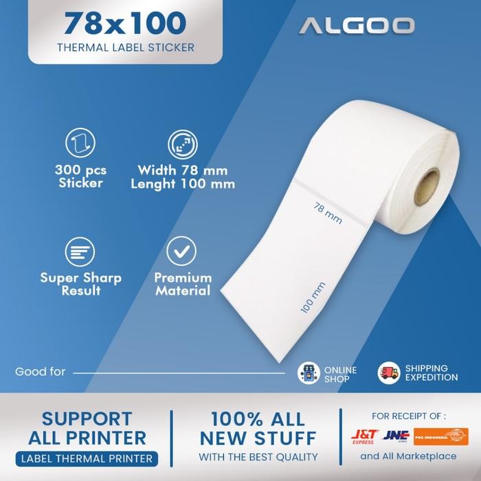

AT ALGOO Label Thermal 78x100 mm Roll Isi 100