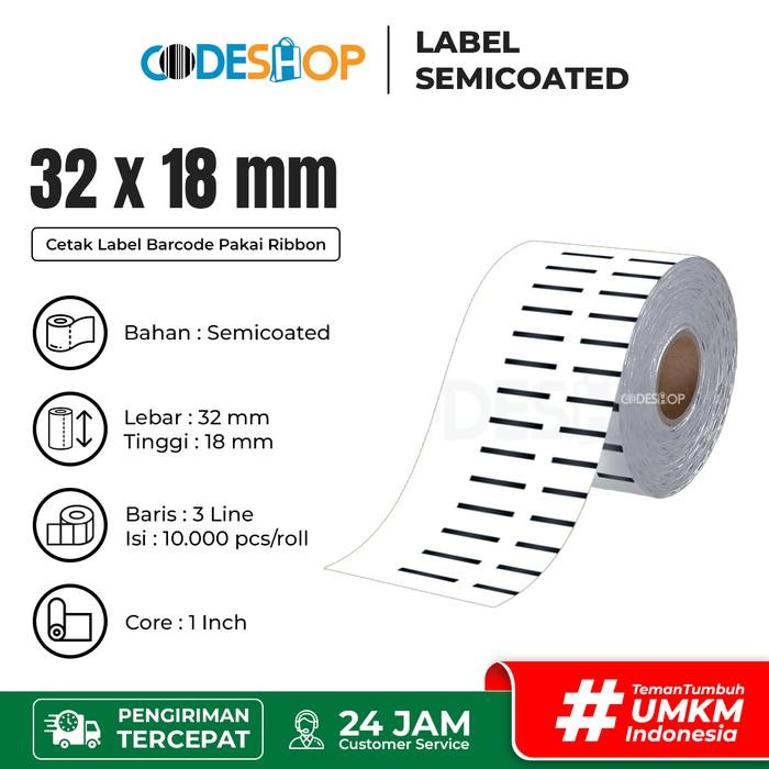 

AT Label Barcode 32 X 18 (3 Line) Sticker Label Semicoated