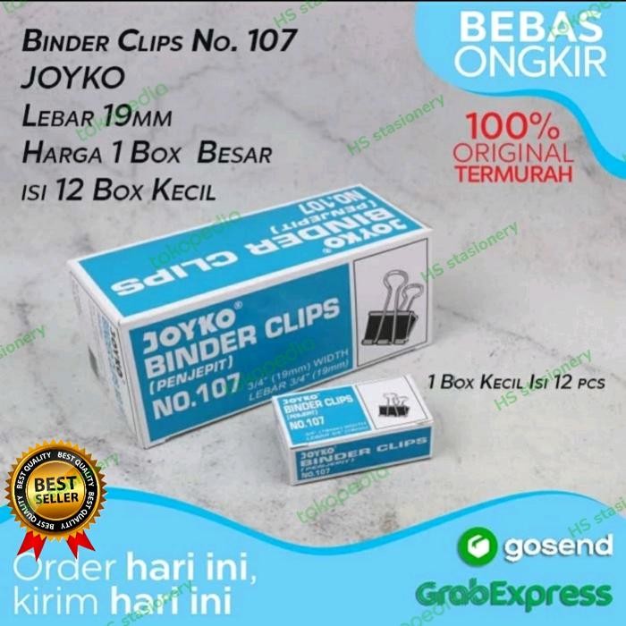 

AT JOYKO BINDER CLIP 107 KECIL 19MM /KLIP KERTAS JOYKO NO 107