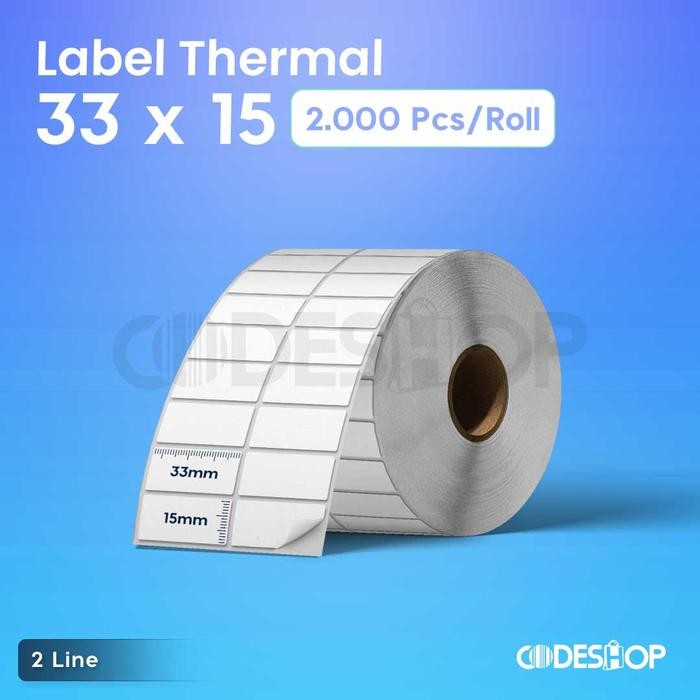 

AT LABEL BARCODE STICKER 33 X 15 MM ( 2 LINE ) THERMAL ISI 2000 PCS 33X15