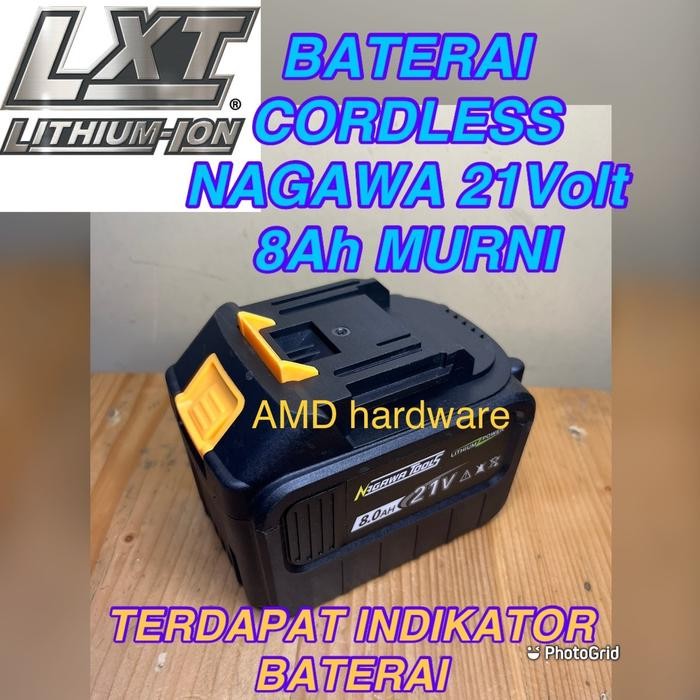 BATERAI NAGAWA 8.0 AH 21V Murni BATTERY CORDLESS BOR IMPACT WRENCH Gerinda Circle Steam 8Ah