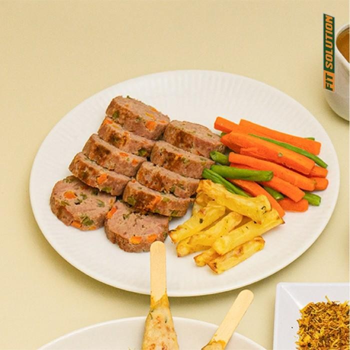 

(Expert) Low Cal Beef Galantine (Lean Beef) with Baked Potato & Veggies Healthy Prep Meal Catering