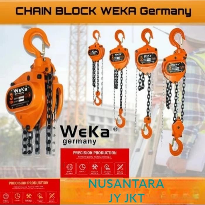 Paling Baik Chain Block Takel 3Ton 5Meter Weka / 3 Ton X 5 M (Ada Certificate)