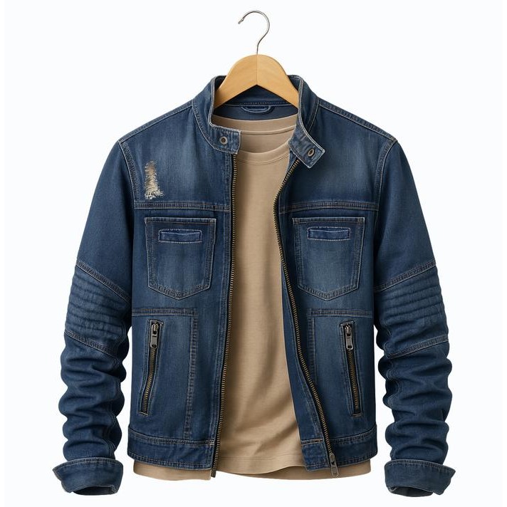 Jaket Jeans Biker Denim Pria Wanita Terbaru