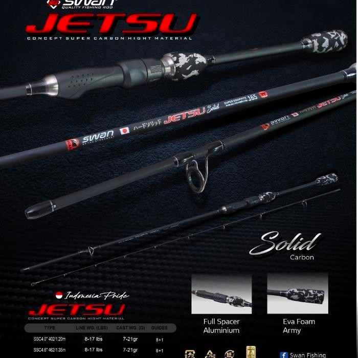 joran pancing swan jetsu pilihan 135 165 180 cm solid carbon