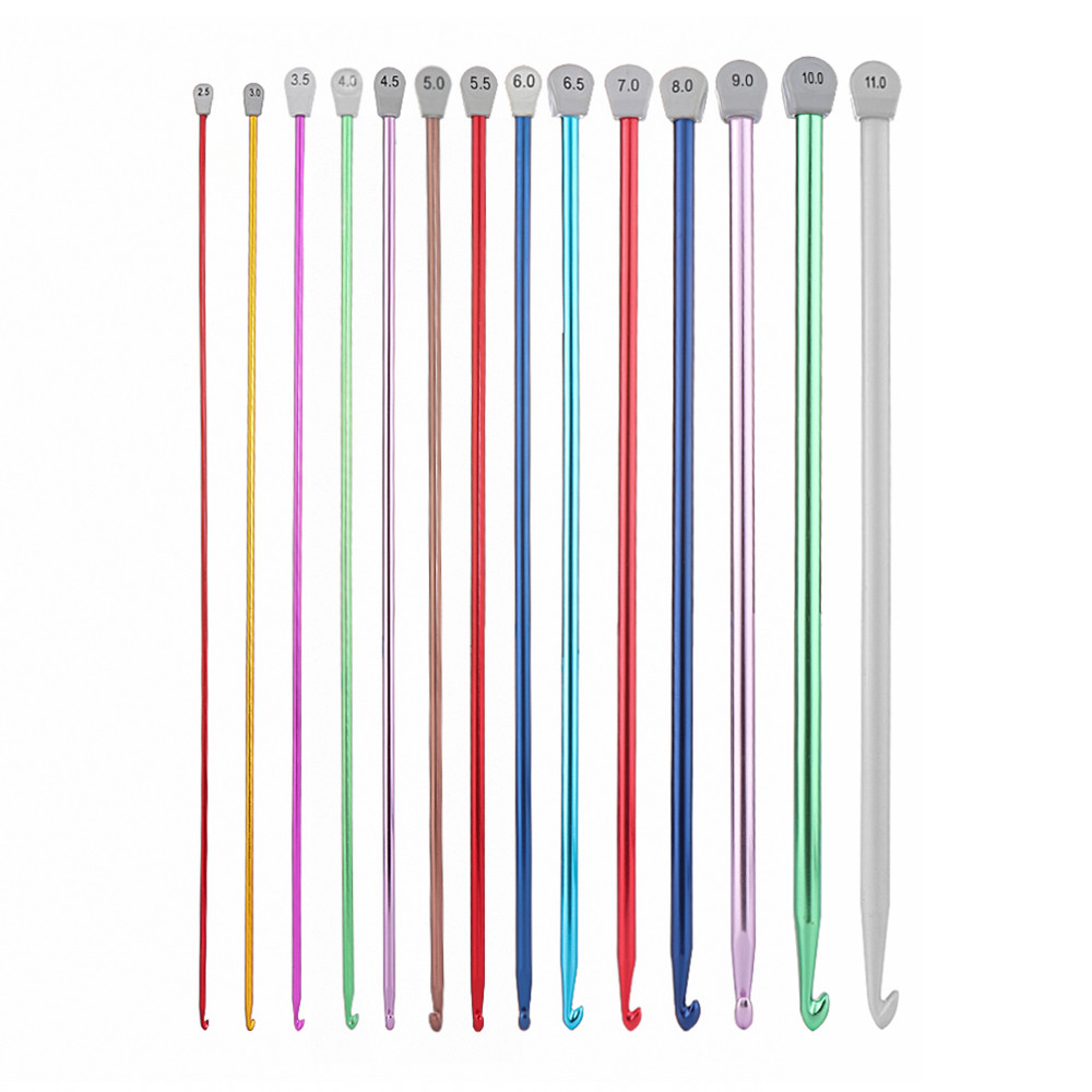 1Pc Multicolor Tunisian Afghan Crochet Hooks Long Aluminum Knitting Needle Scarf Sweater Weaving