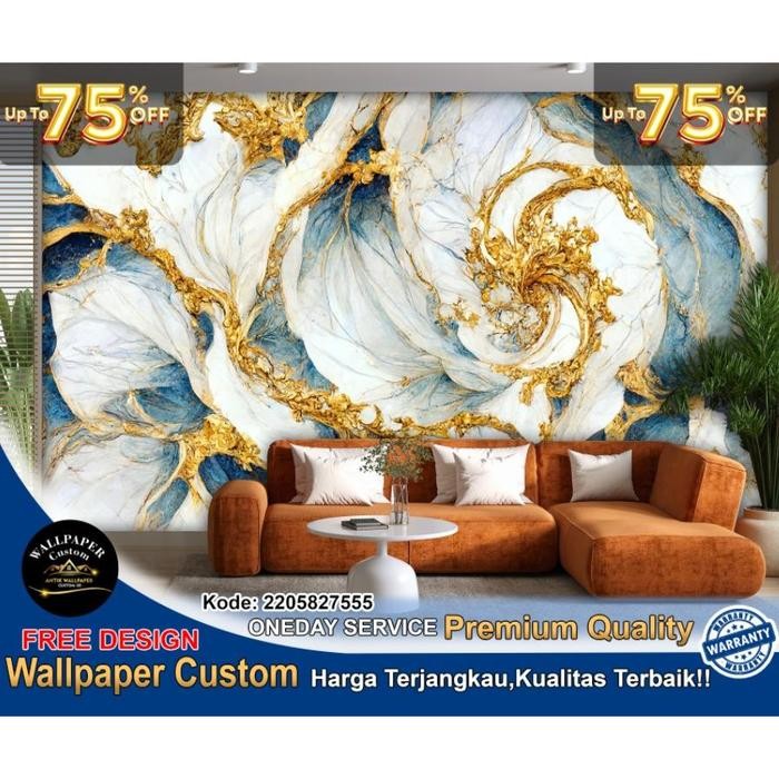 Wallpaper Custom 3D Motif Marmer A - Wallpaper Abstrak - Wallsticker Tbk