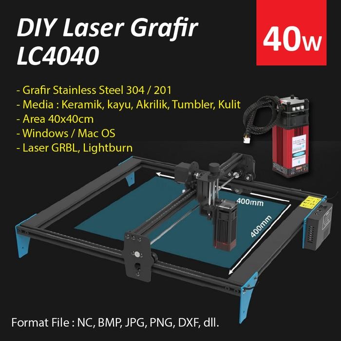 Laser Grafir Stainless 40W Lc4040 Pro Mesin Cnc Diy