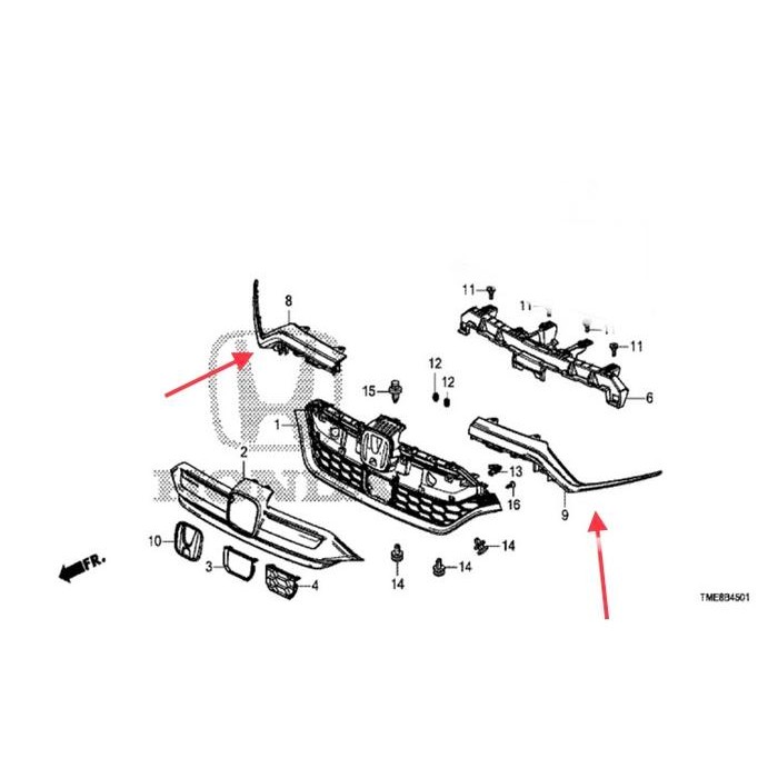 List Chrome Grill garnish CRV RW turbo gen5 facelift 2021 - 2022