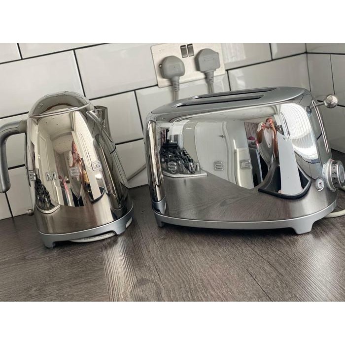 HOT SALE SMEG silver Aesthetic Chrome Breakfast Set Kettle Toaster SMEG Chrome