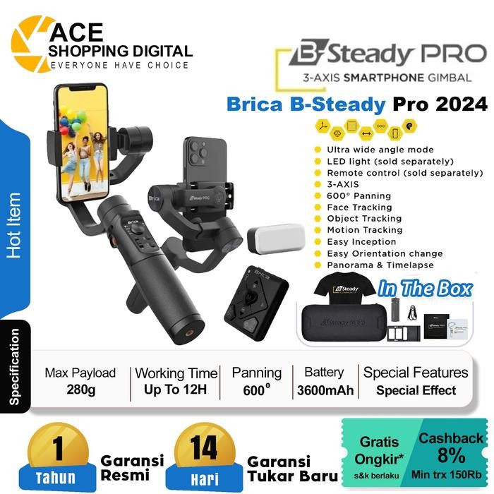 Brica B-Steady Pro - Bsteady Pro - 3 Axis Smartphone Gimbal - Black Pasti Ori