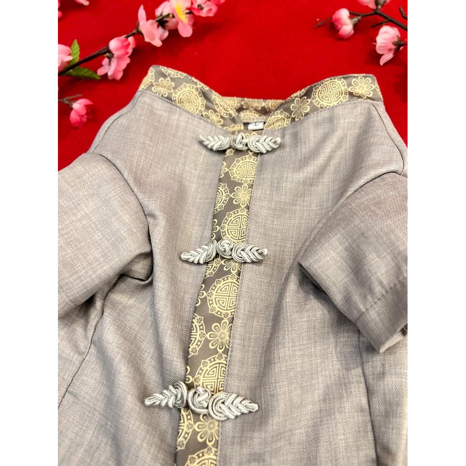 Baju Anjing Cheongsam Imlek Jantan Grey Premium