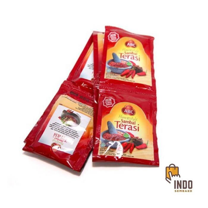 

Sambal Terasi ABC sachet dus 100 x 20g / Sambel Terasi Sachet 10 x 10 x 20g / ABC Terasi Dus