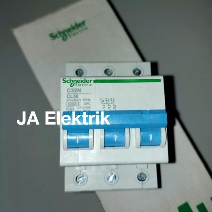 MCB SCHNEIDER 50A 3PHASE BIRU ORIGINAL PLN Terlaris