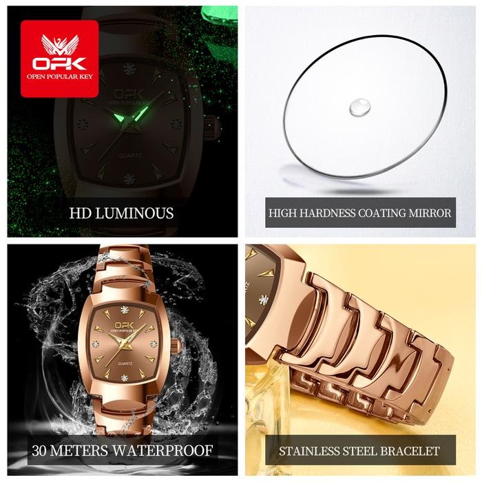 Opk Jam Tangan Wanita Anti Air Original 2024 Luminous Stainless Steel Women Watch Model 8112