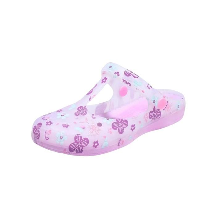 READY VEBLEN STORE Sendal Sepatu Motif Bunga Bahan Jelly Bening Transparan Coklat Karet Pink Sandal