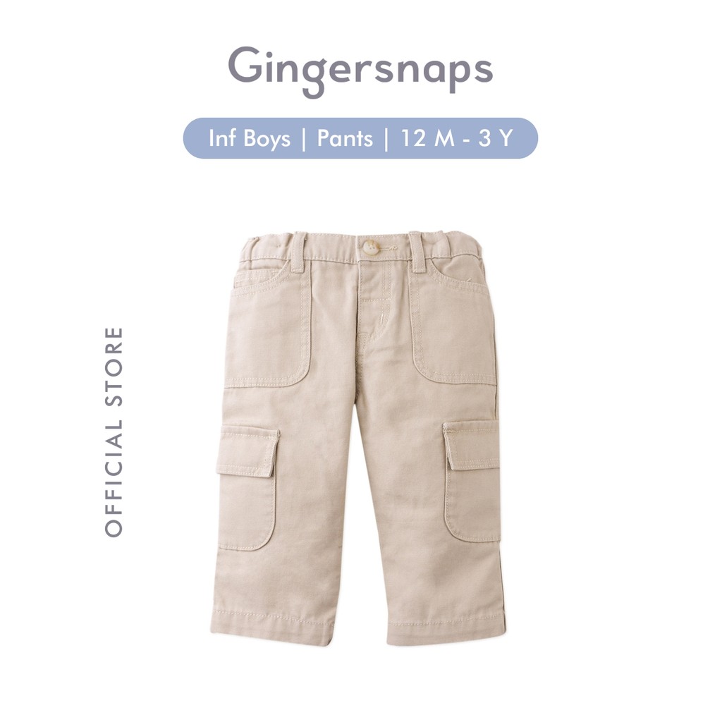 Gingersnaps Baby Urban Maverick Pants Beige - Celana Panjang Bayi Laki (Krem)
