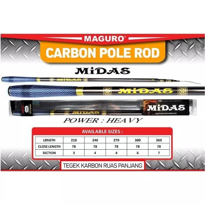 Tegek Maguro Midas Dan Medusa Carbon pole Ringan Nyaman Kuat