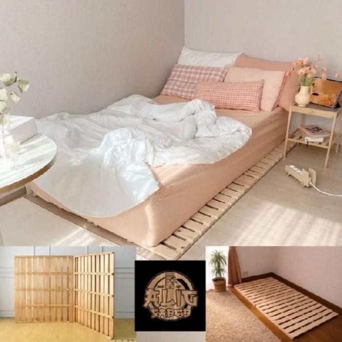 Karya Dipan Kasur Kayu Mahoni Kayu Keras Dipan Single 120X200 & 140X200 & 200X200 Tinggi 8 Cm Super