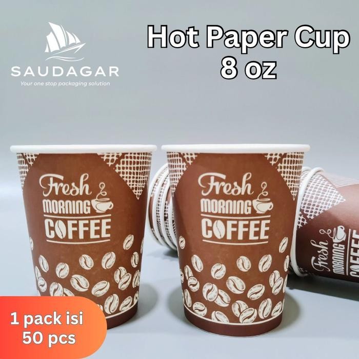 

Paper cup 8 oz / Gelas kopi teh Putih Motif