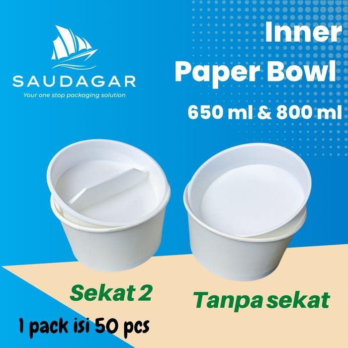 

Inner tray sekat paper bowl ukuran 650 ml dan 800 ml