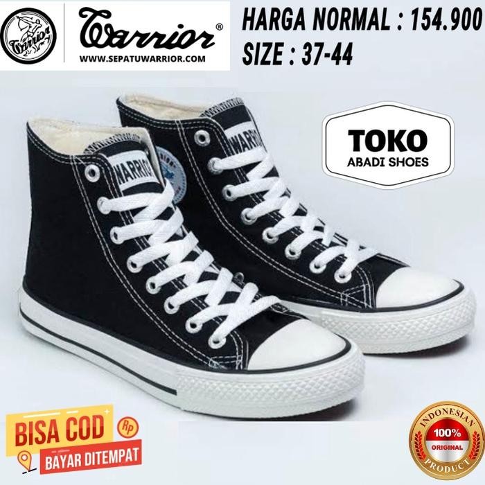 Sepatu Sekolah Warrior Hitam Putih Tinggi / Sepatu Sekolah Nb Original