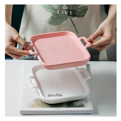Ceramic Square Oven Plate Double Ear / Piring Saji Keramik Segiempat