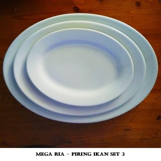 Piring Saji Ikan Oval Set 3 Keramik (9" 10,5" 12")