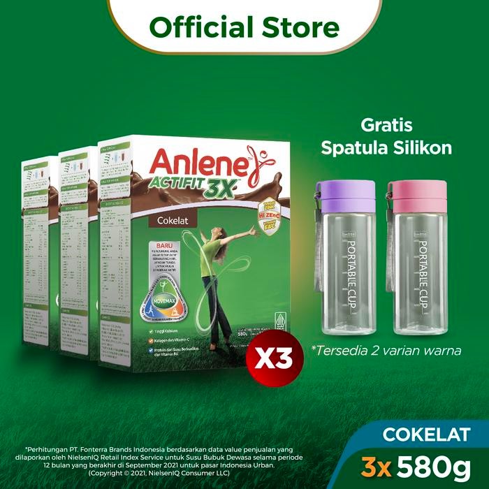 

Anlene Actifit 3X Susu Bubuk Dewasa Cokelat 3x 580g - Free Gift