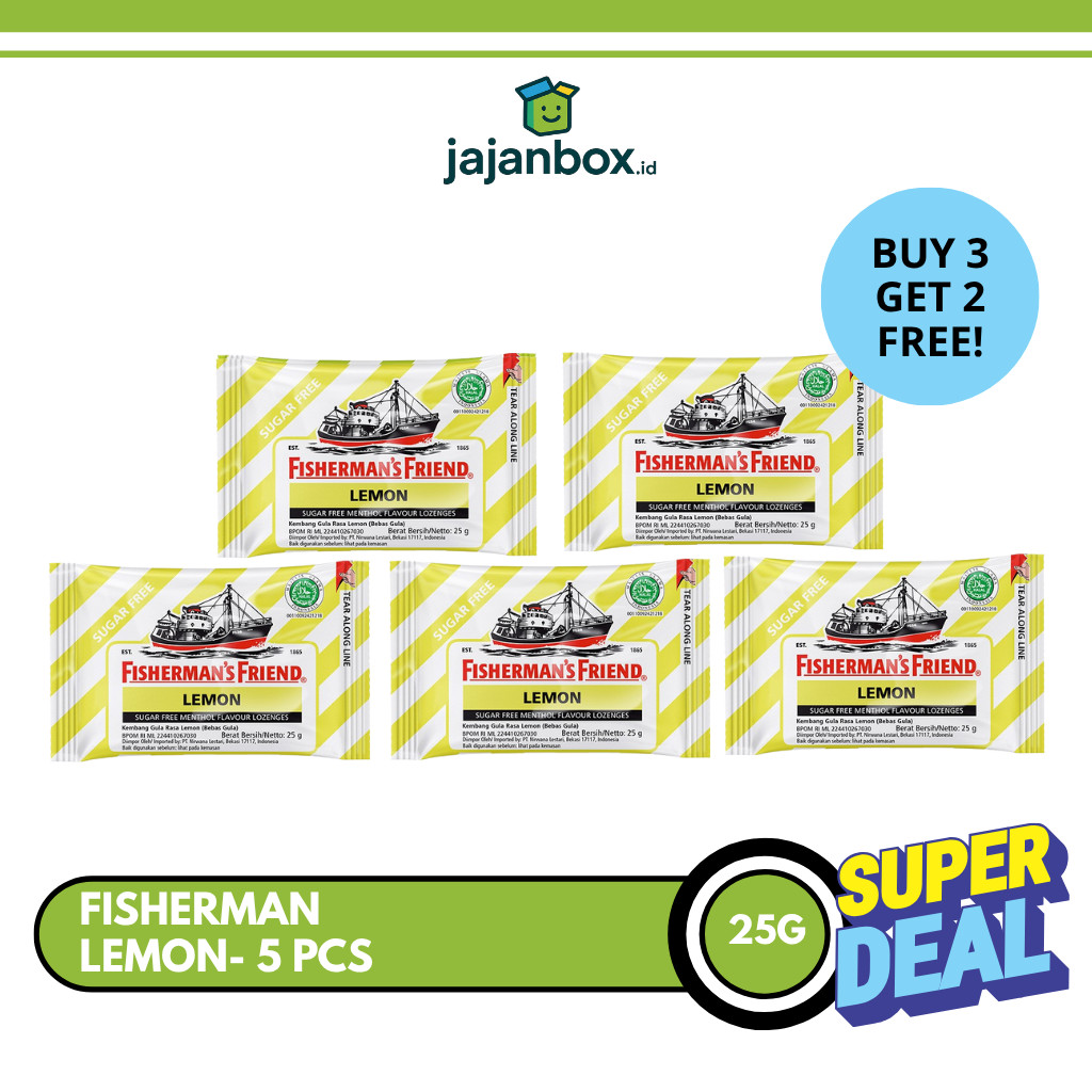

Fisherman's Friend Lemon Permen Mint 25 gr - 5 Pcs