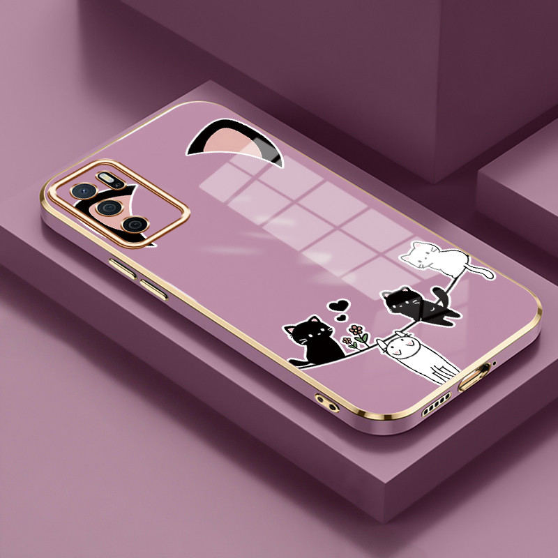 Casing Untuk OPPO A16 A16s A54s Case Casing Kucing lucu bermain game silikon tahan HP Softcase Kasin