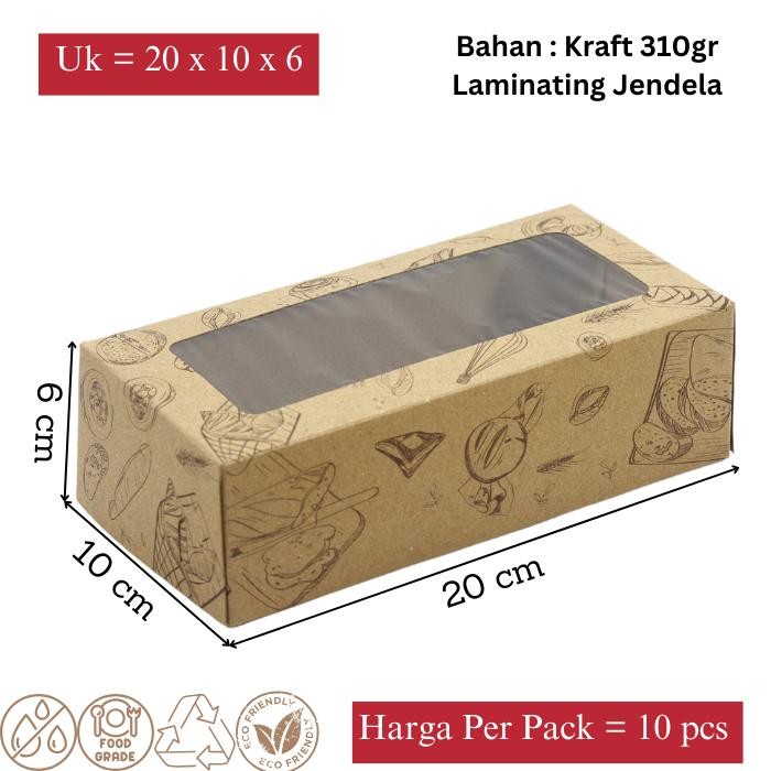 Box Kardus Kue / roti / serbaguna 20x10x6 berkualitas - laminating dof Kode 310