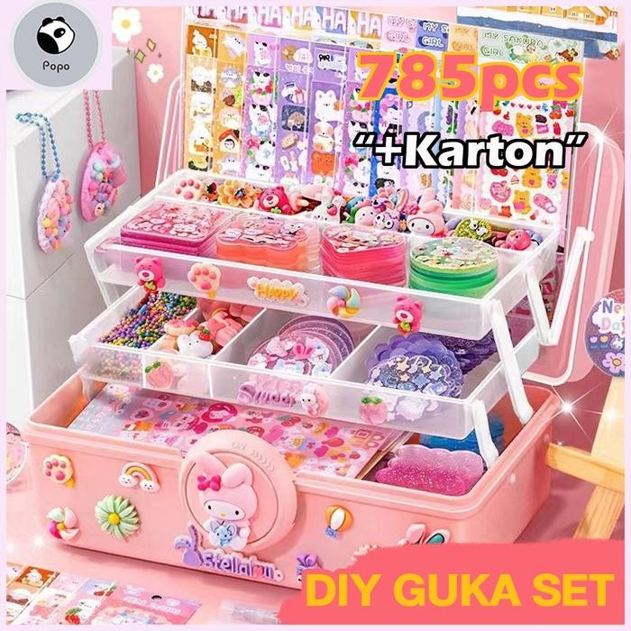 793Pcs Diy Gantungan Kunci Guka Set Mainan Cream Guka Set Diy Guka Set Stiker Kartu Kotak Cream Gum