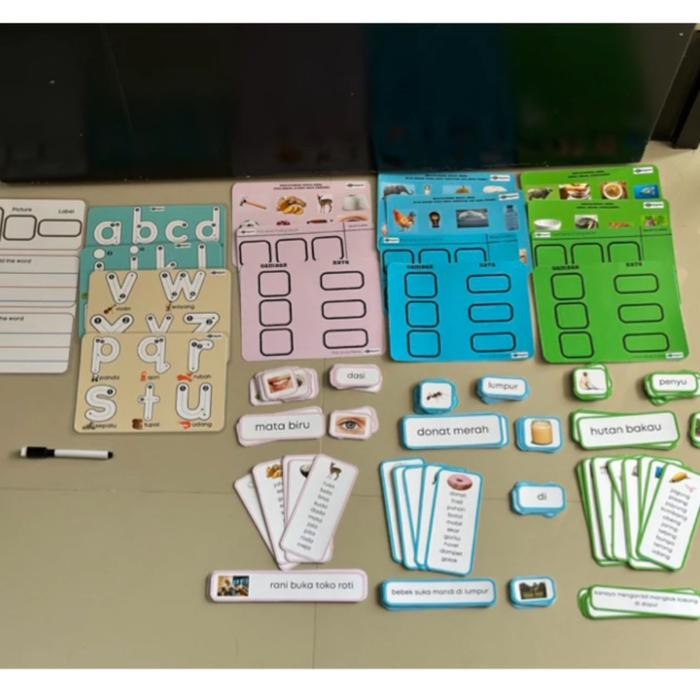 Paket Belajar Membaca Montessori (Pink/ Blue / Green Series Montessori