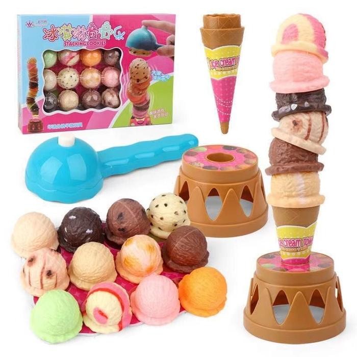 Mainan Anak Ice Cream Tower Mainan Es Krim / Mainan Edukasi Eskrim