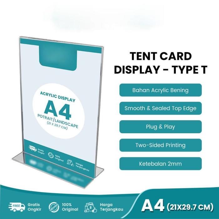 

TEMPAT BROSUR STAND 2MM / TENT HOLDER / TENT CARD AKRILIK UKURAN A4