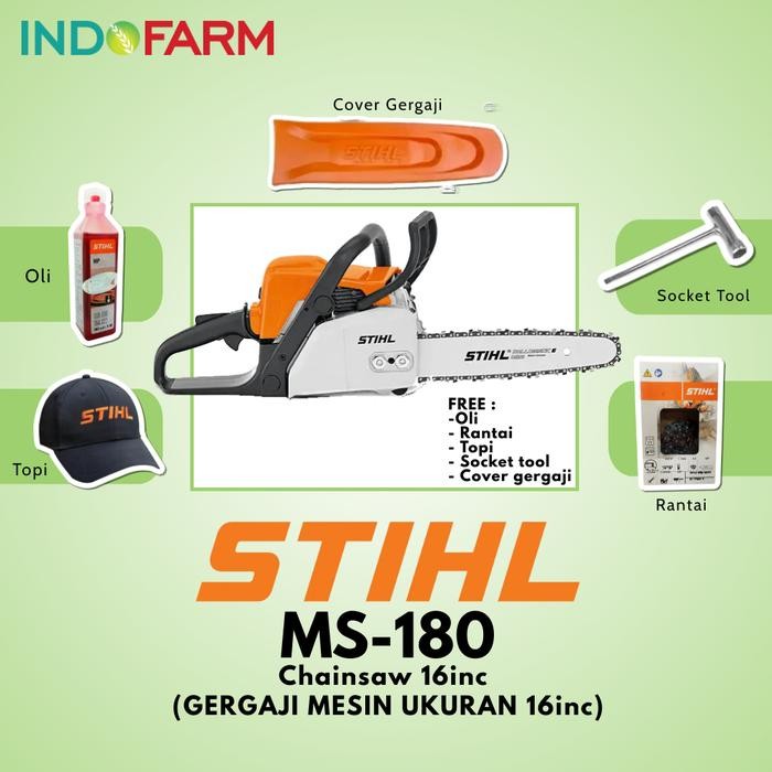 GERGAJI MESIN (CHAINSAW) STIHL MS180 - 16 INCH TERMURAH