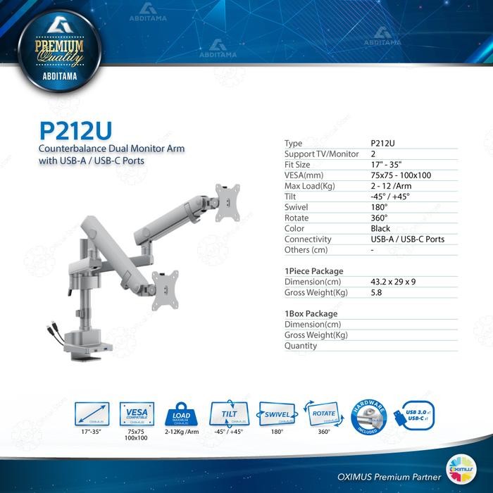 

Bracket Single dan Dual Monitor 17" - 40" Oximus P112U dan P212U Grey / Abu Heavy Duty Mechanical