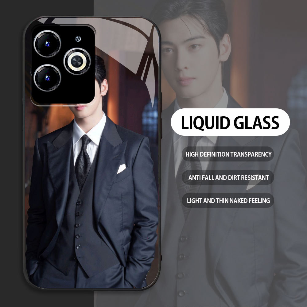 Tempered Glass case For INFINIX Smart 5 2020 6 7 8 ASTRO cha eun woo Casing HP Custom covers + Lanya