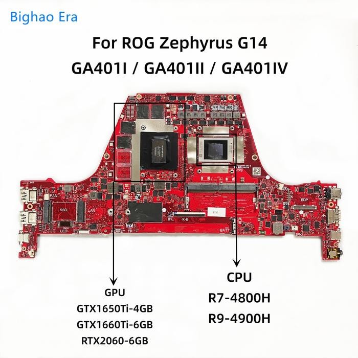 For ROG Zephyrus G14 GA401I GA401II GA401IV Laptop Motherboard With R7-4800H R9-4900H CPU GTX1650/16