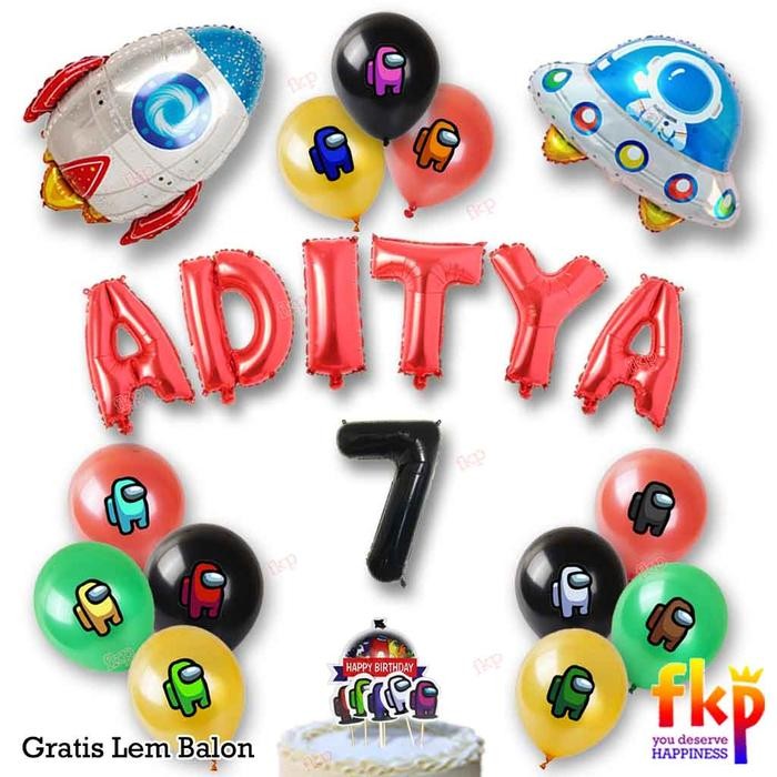 Balon Among Us/ Paket Ulang Tahun Among Us/ Dekorasi Ultah Anak Game *