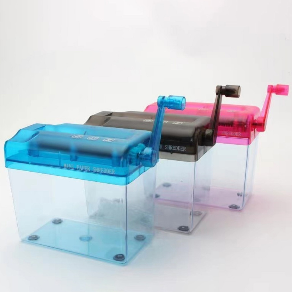 

Portable Manual Paper Shredder Easy to Use with Transparent Plastic Window Bin Suitable for Home