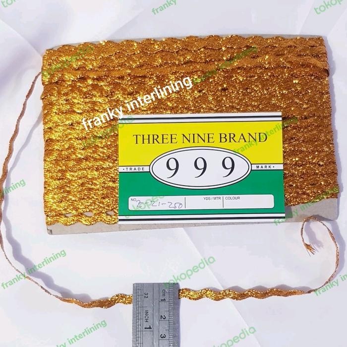 

RENDA BIKU METALIK 999 MAS PERAK LEBAR 5mm ISI 20 YARD PER PACK