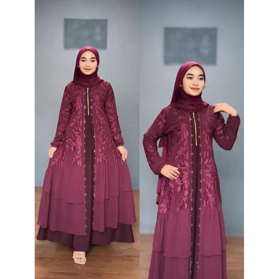 Gamis Abaya Arab Ruhi Busui Hitam Polos Mewah Dan Elegan Muslim Wanita Dress Hitam Syari Bordir