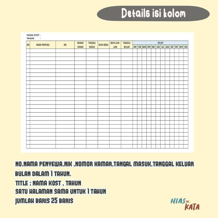 

Terlaris- Buku Catatan Pembayaran Kost Bulanan Size A4 Jilid Spiral