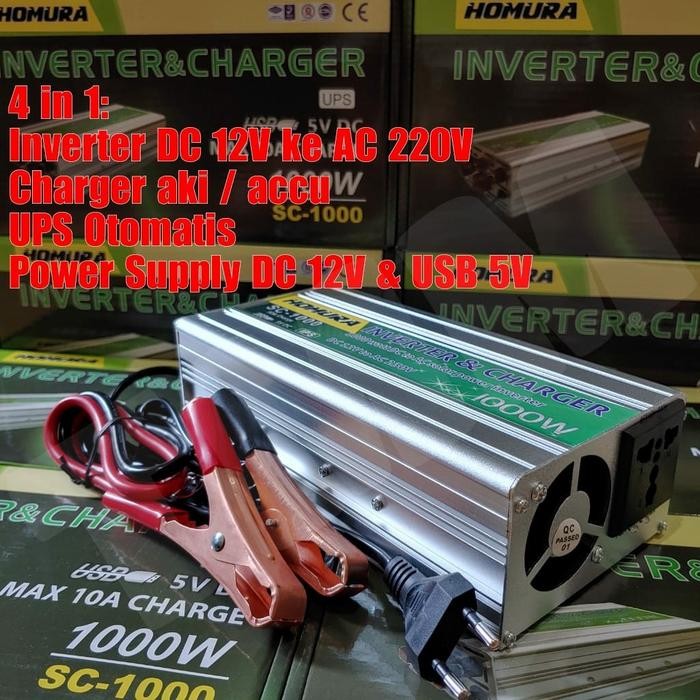 Terpopuler Inverter 1000 Watt Plus Charger 12Vdc 10A Ups 12 Vdc To 220 Vac