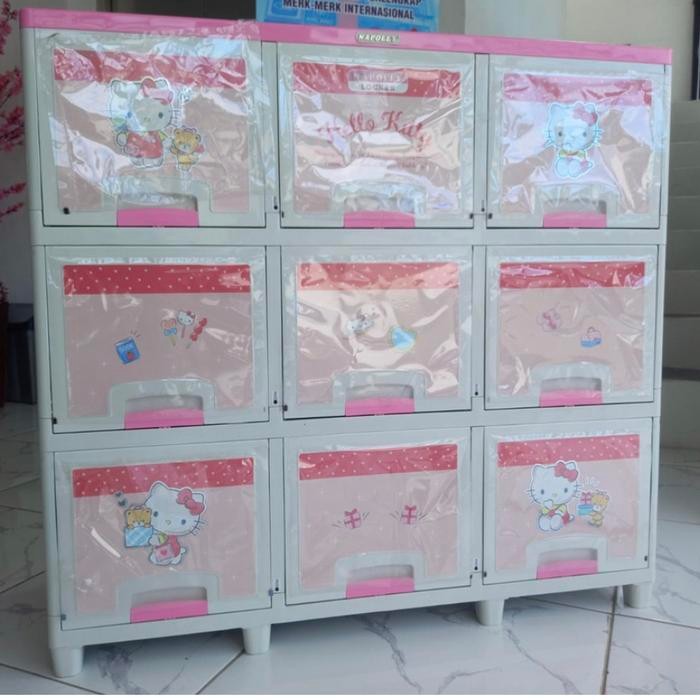 Napolly Lemari Plastik Pintu Sliding Triple 9 Pintu Susun 3