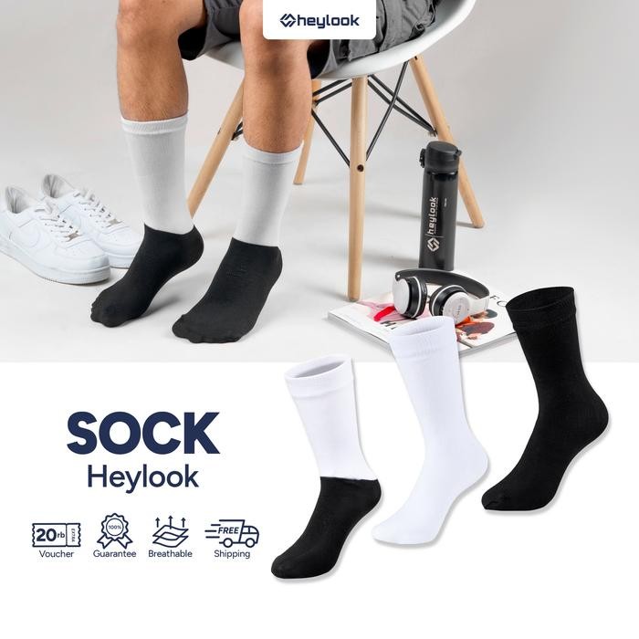 (Expert) HEYLOOK Kaos Kaki Panjang Anak Laki-Laki & Perempuan Untuk Sekolah SD SMP SMA Variasi Hitam