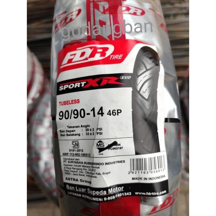 Ban Fdr 90 / 90 - 14 Sport Xr Evo Tubeless Tl Standart Matic Original Baru Beat Vario